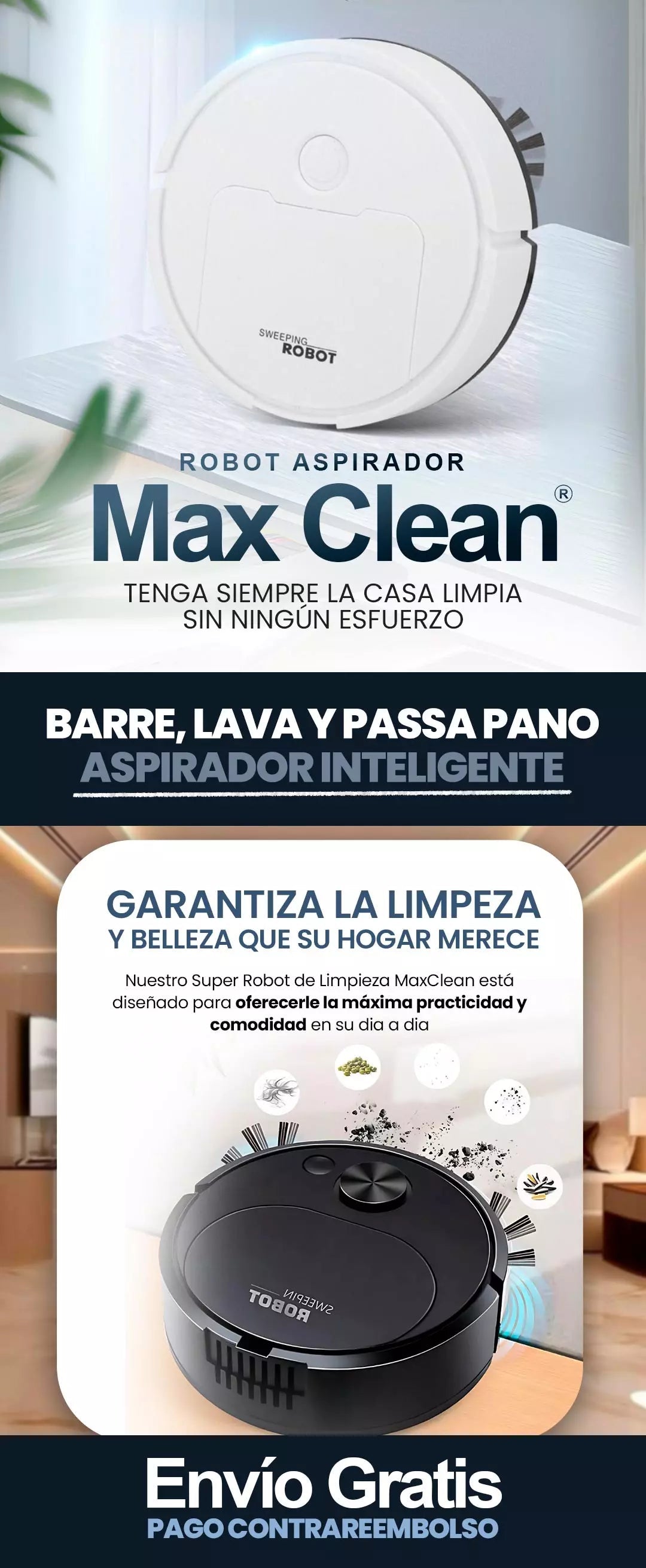 Robot Aspirador MaxClean 3 en 1: Aspirado y Trapeado Inteligente - Banner 2